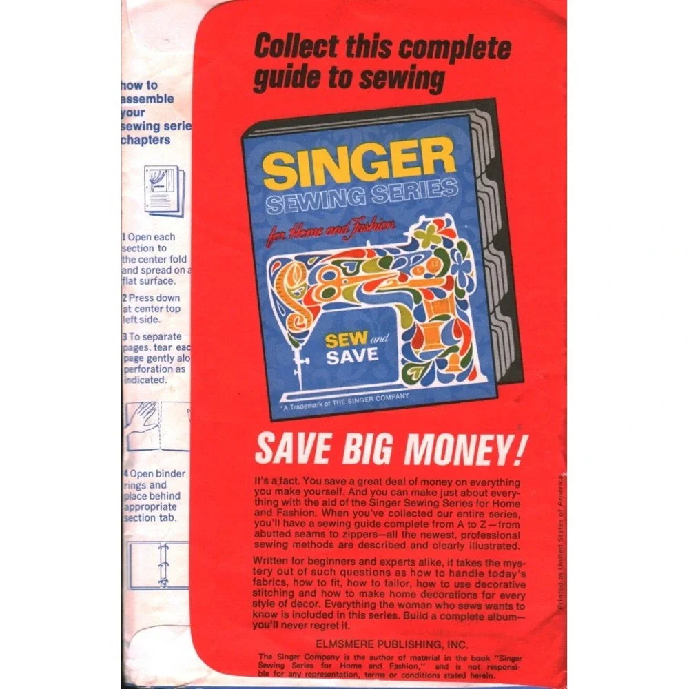Vintage Singer Sewing Series Booklet Section 14 Helpful Hints 1970s Graphics